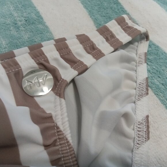 (*) VINTAGE MODUS VIVENDI BROWN STRIPED SWIM BRIEF, SIZE "S", (30'-32") - Picture 5 of 8
